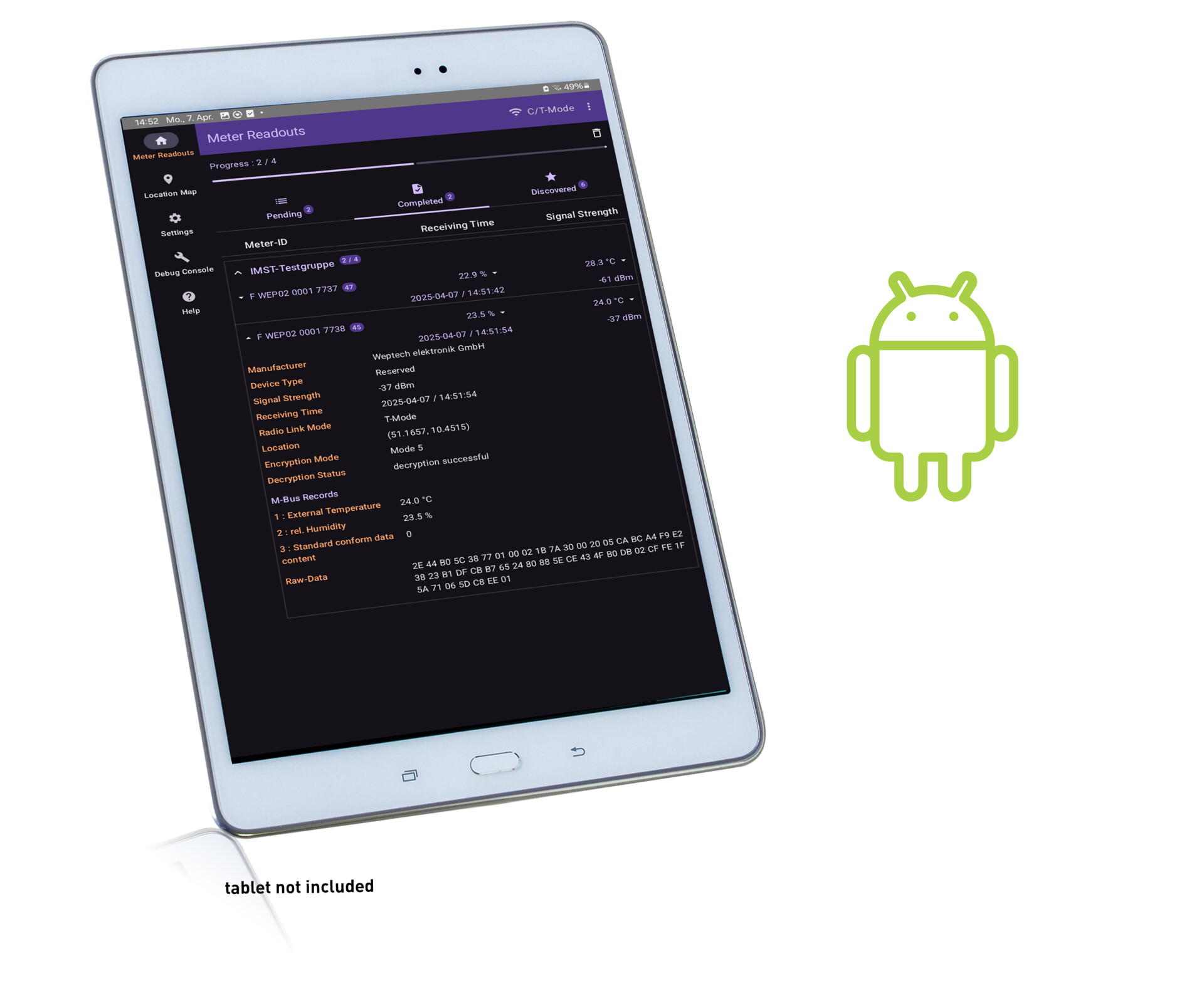 WM-BUS Mobile Reader Software for Android